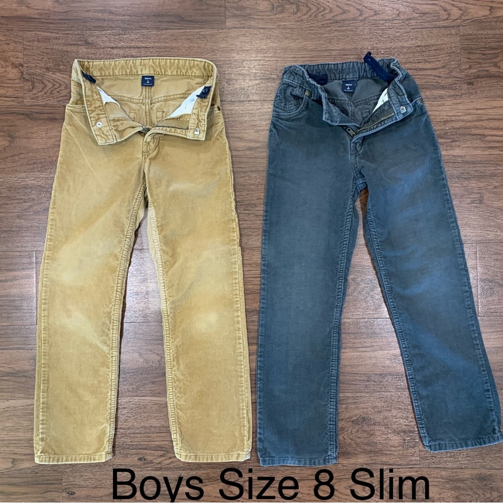 Gap Kids Corduroy Pants with Adjustable Waist - Size 8 Slim